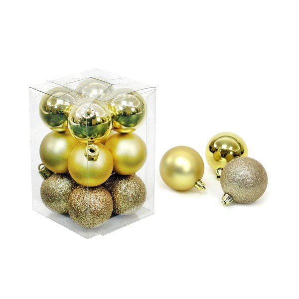 Set 12 decorațiuni de Crăciun Unimasa Navidad, auriu