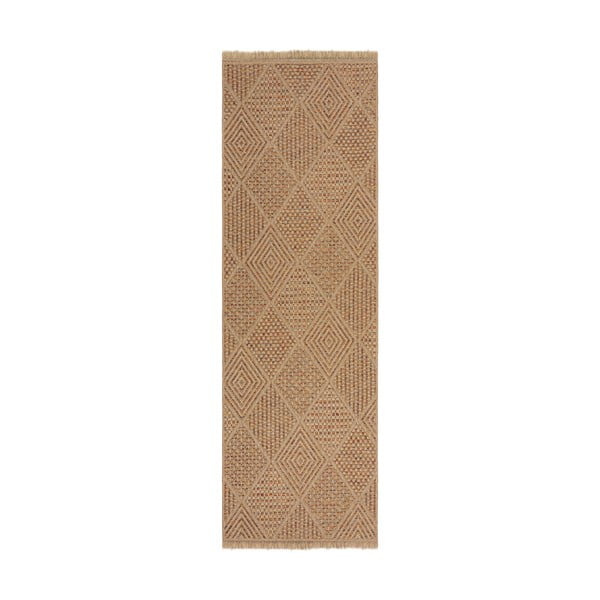 Covor tip traversă de exterior în culoare naturală 80x230 cm Nora Diamond – Flair Rugs