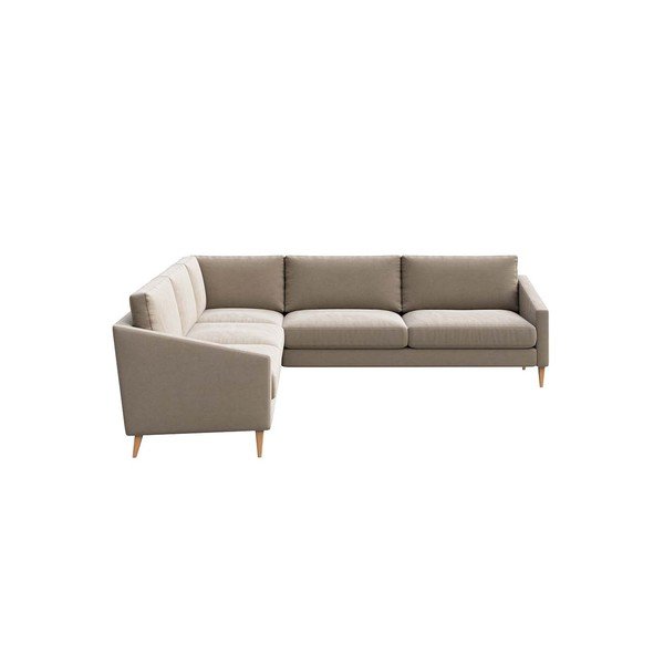 Colțar bej cu tapițerie din catifea Karoto – Ame Yens-image-3