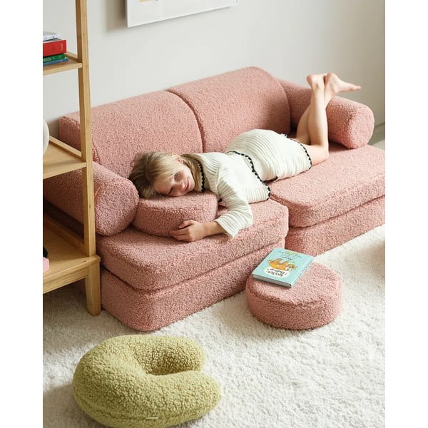 Pernă decorativă pentru copii verde cu tapițerie din țesătură bouclé U – Wigiwama-image-2