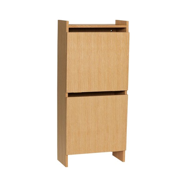 Pantofar în culoare naturală cu deschidere înclinată cu aspect de lemn de stejar 50x110x24 cm Forma – Hübsch