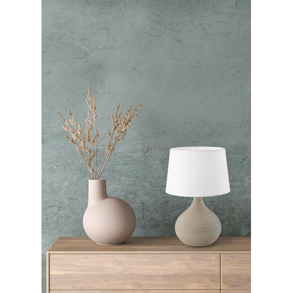 Veioză din ceramică și pânză Reality Martin, înălțime 29 cm, alb-taupe-image-1