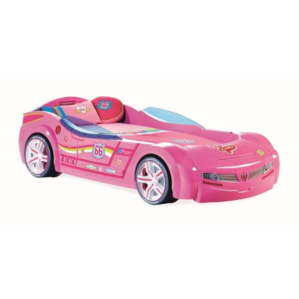 Pat de copii în formă de mașină Biturbo Carbed Pink, 90 x 195 cm, roz