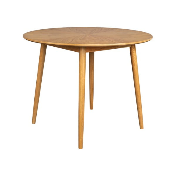 Masă de dining rotundă cu blat cu aspect de lemn de stejar ø 120 cm Fabio – White Label