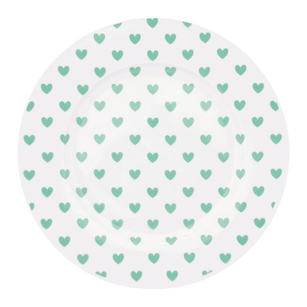 Farfurie ceramică Miss Étoile Emerald Hearts, ⌀ 25 cm