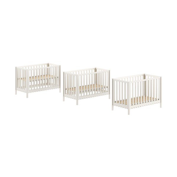 Pătuț bej din lemn de pin cu înălțime reglabilă 60x120 cm Swingo – Vipack-image-2