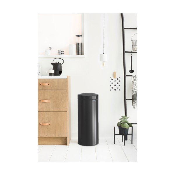 Coș de gunoi negru mat cu senzori de atingere din oțel 30 l Touch Bin – Brabantia-image-1