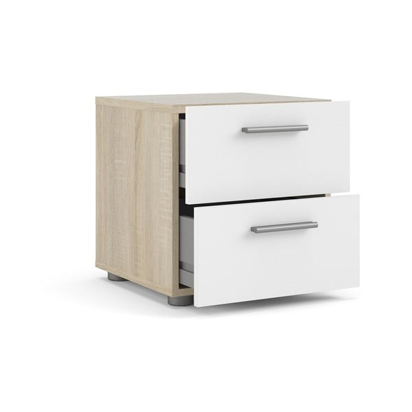 Noptieră albă cu aspect de lemn de stejar Pepe - Tvilum-image-3