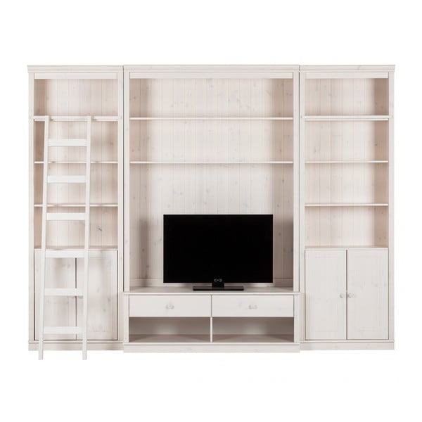 Mobilier TV din lemn de pin Støraa Annabelle, 288 cm, alb