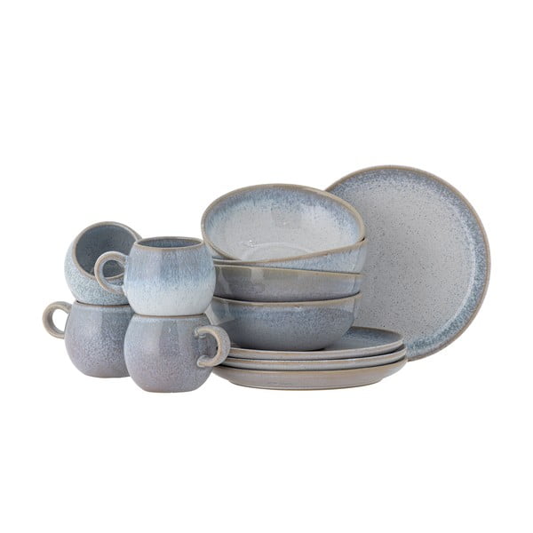Serviciu de masă 12 buc. din gresie Paula – Bloomingville