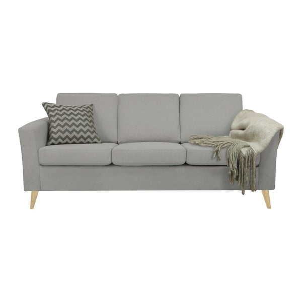 Canapea cu 3 locuri, cu picioarele culoare naturală, Helga Interiors Alex, gri deschis-image-3