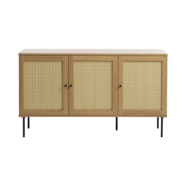 Comodă în culoare naturală joasă cu aspect de lemn de stejar 140x80 cm Pensacola – Unique Furniture