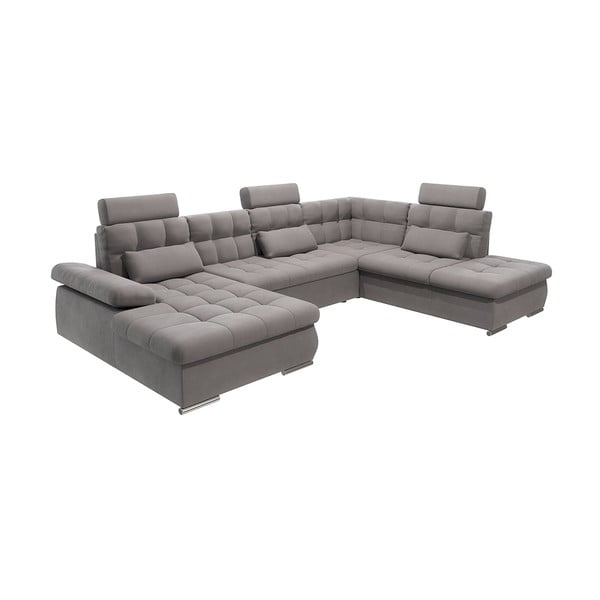 Colțar gri extensibil, cu spațiu de depozitare (cu colț pe partea dreaptă, în formă de "U") Merkur – Ropez