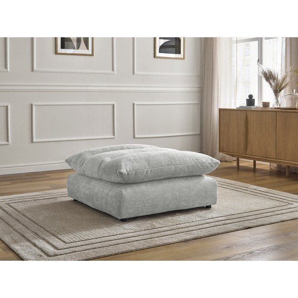 Taburet gri deschis cu tapițerie din chenille Neil – Bobochic Paris-image-1