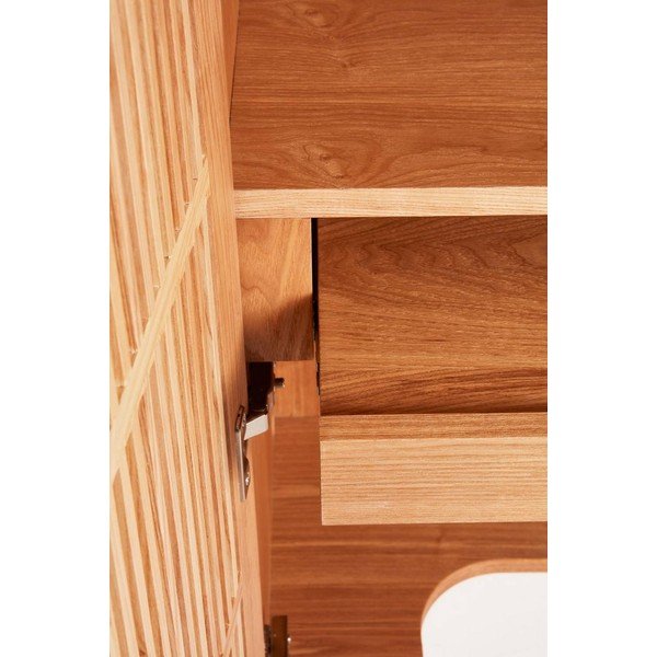 Dulap în culoare naturală cu aspect de lemn de frasin cu orificiu pentru cabluri 100x140x45 cm Sion – Jotex-image-4