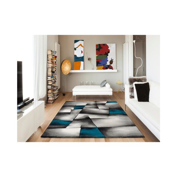 Covor Universal Malmo, 140 x 200 cm, albastru - gri-image-1