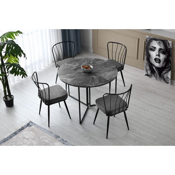Scaune de dining gri-antracit 2 buc. din metal Yildiz – Kalune Design-image-1