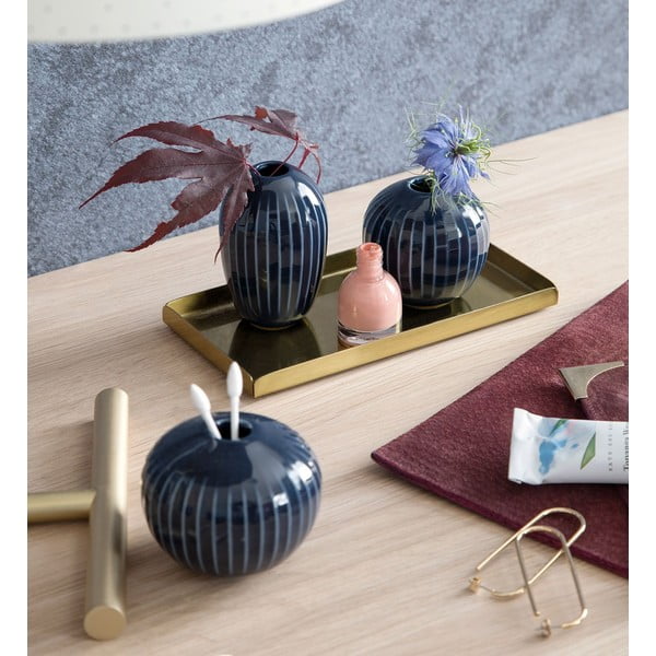 Set 3 vaze miniaturale din gresie Kähler Design Hammershoi Miniature, albastru închis-image-2