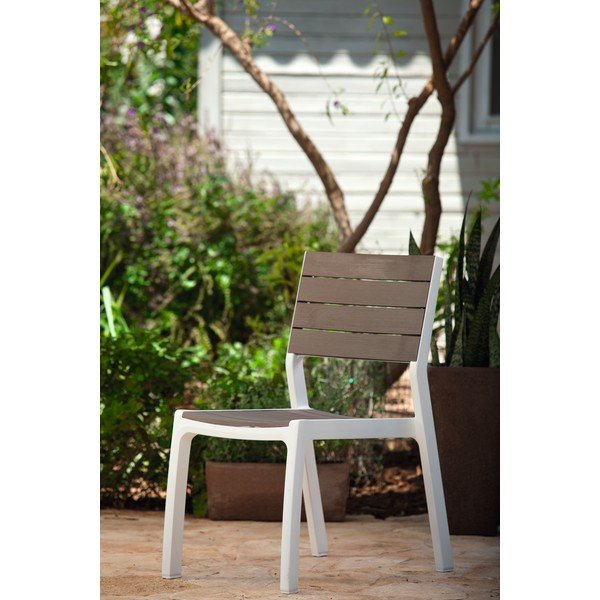 Scaun de grădină alb/maro din plastic Harmony – Keter-image-1