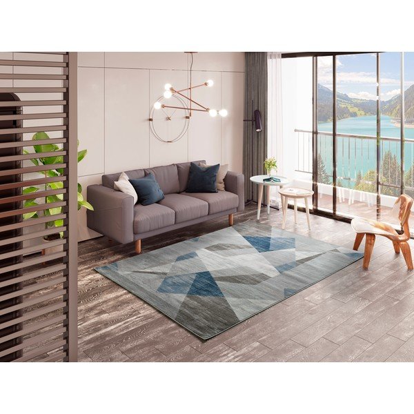 Covor Universal Babek Geo, 133 x 195 cm, gri - albastru-image-1