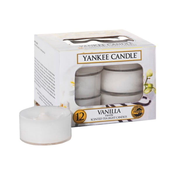 Set 12 lumânări parfumate Yankee Candle Vanilla, timp de ardere 4 h