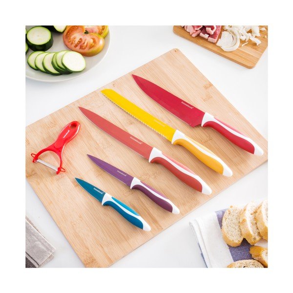 Set 5 cuțite și curățător legume din oțel inoxidabil InnovaGoods Ceramic-image-1