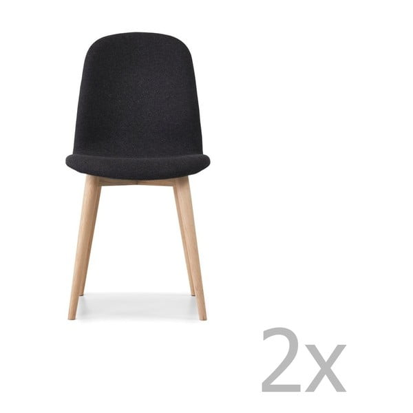 Set 2 scaune cu picioare din lemn masiv de stejar WOOD AND VISION Basic, negru antracit