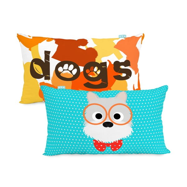 Față de pernă din bumbac cu 2 fețe Mr. Fox Dogs 50 x 30 cm-image-3