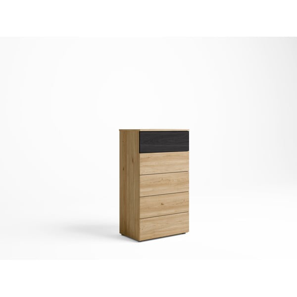 Comodă înaltă neagră cu aspect de stejar 62x111 cm Care - Marckeric-image-1