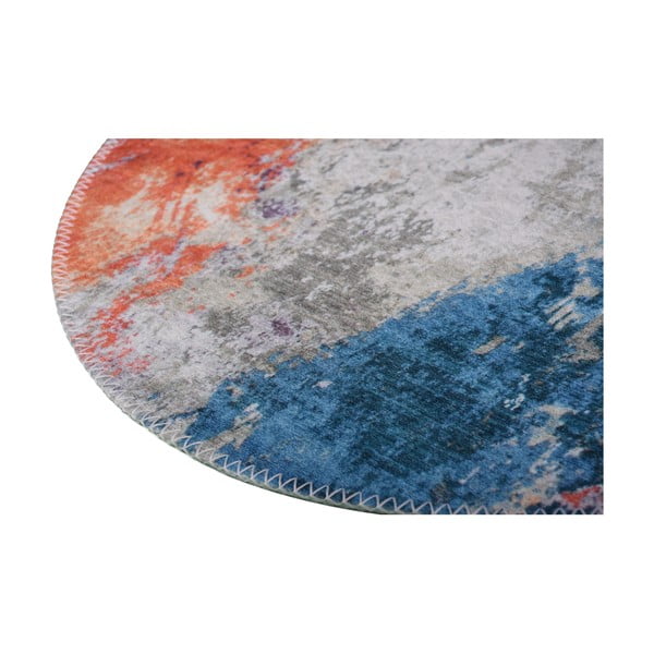Covor albastru/portocaliu lavabil rotund ø 120 cm – Vitaus-image-2