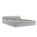 Pat matrimonial gri deschis tapițat cu spațiu de depozitare cu somieră 180x200 cm Solvo – Maison de Rêve