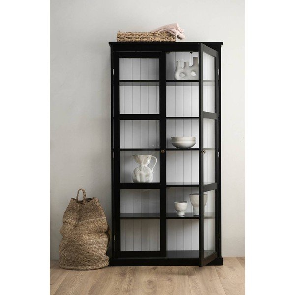 Vitrină neagră din MDF 98x193x34 cm Wilma – Ellos Home-image-1