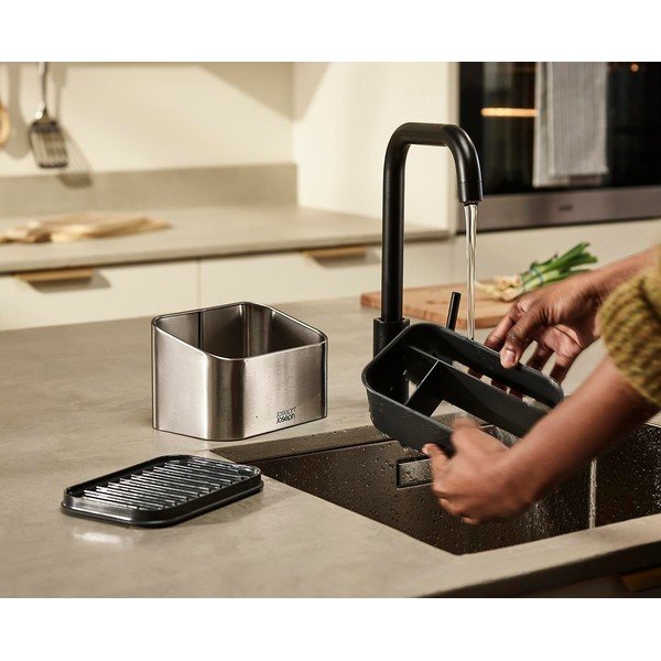 Suport pentru accesorii de spălat argintiu lucios din metal Surface – Joseph Joseph-image-3