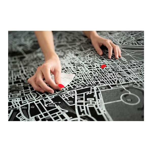 Hartă a lumii de perete Palomar Pin World, 126 x 68 cm, negru-image-2