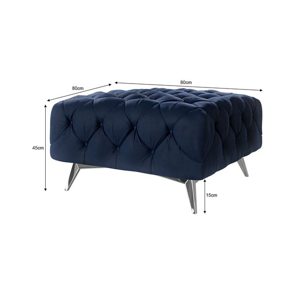 Taburet albastru închis cu tapițerie din catifea Chelsea – Ropez-image-3