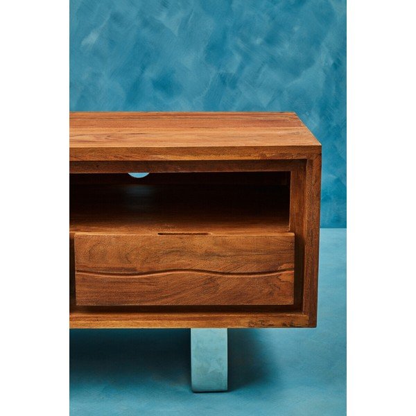 Comodă TV în culoare naturală închisă din lemn de acacia 140x52x50 cm Simla – Premier Housewares-image-3
