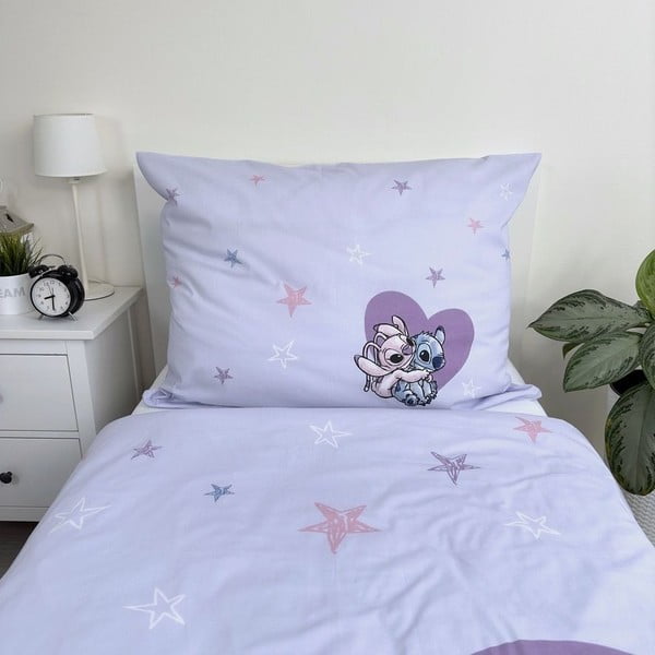 Lenjerie de pat pentru copii din bumbac pentru pat de o persoană 140x200 cm  Lilo and Stitch "Heart" – Jerry Fabrics-image-4