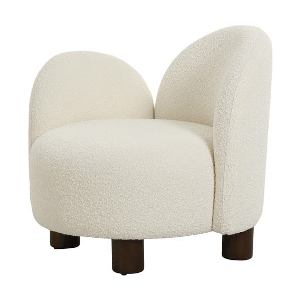 Fotoliu alb cu tapițerie din stofă bouclé Honolulu – House Nordic-image-1