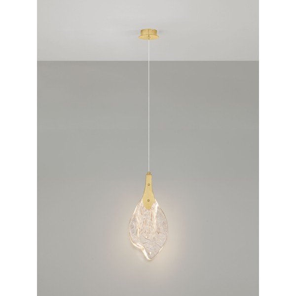 Lustră aurie LED cu intensitate reglabilă din oțel cu abajur din sticlă ø 17,5 cm Bellina – Nova Luce-image-4