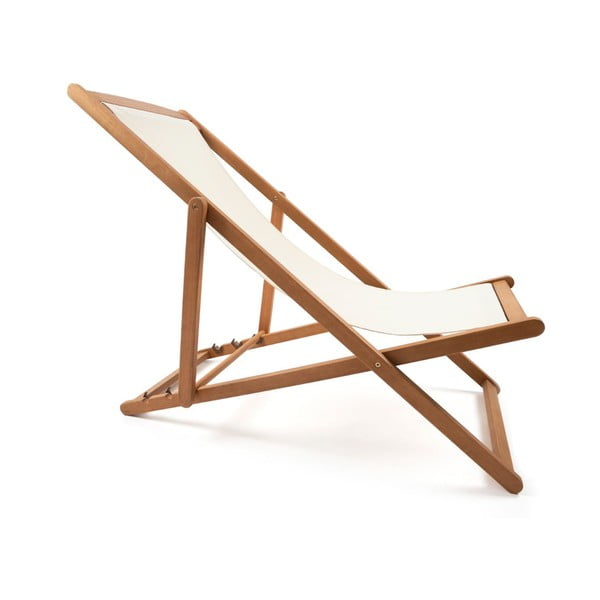 Șezlong de grădină pliabil din lemn de acacia Bonami Essentials Deck, bej-image-2