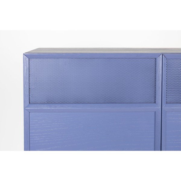 Comodă albastră cu aspect de lemn de stejar 80x100x45 cm June – Zuiver-image-4