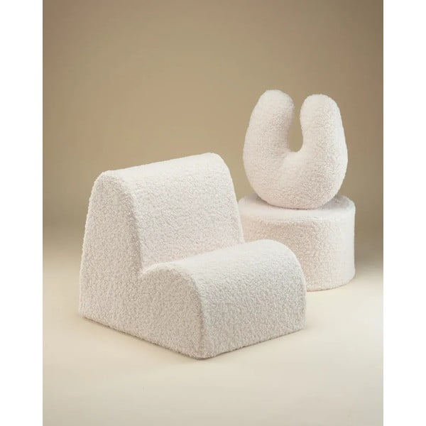 Pernă decorativă pentru copii crem cu tapițerie din țesătură bouclé U – Wigiwama-image-4