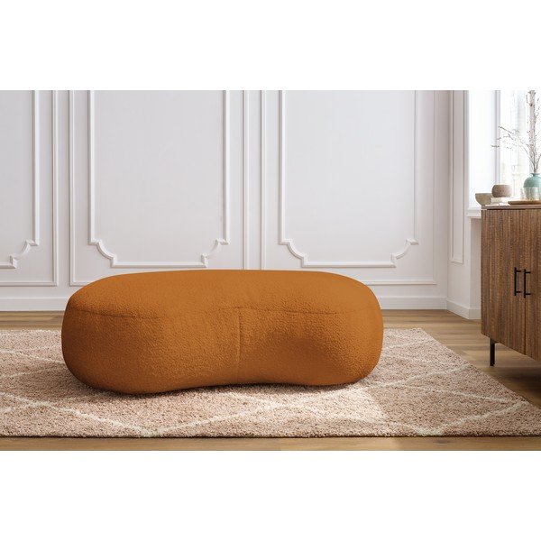 Puf din stofă bouclé galben muștar Saint-Germain – Bobochic Paris-image-1