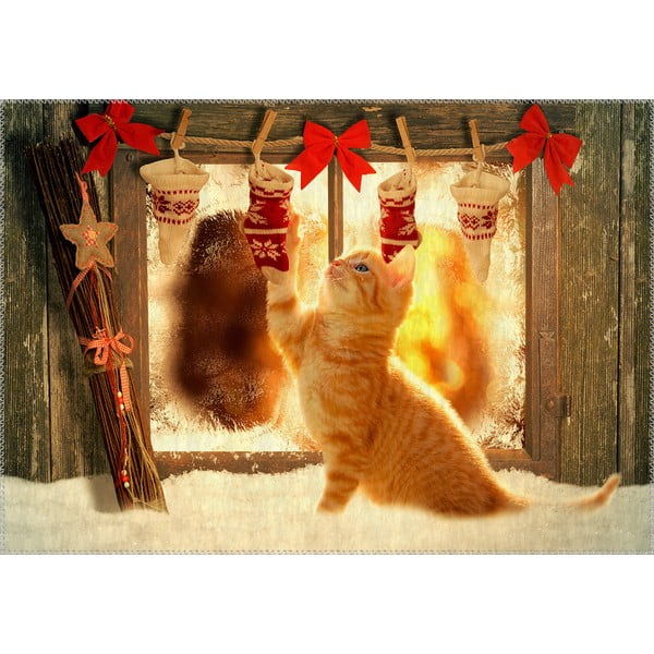 Covor Vitaus Christmas Period Playful Cat, 50 x 80 cm