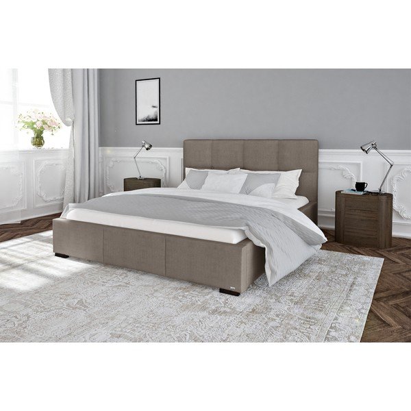 Pat dublu cu somieră și spațiu de depozitare Guy Laroche Home Fascination, 140 x 200 cm, maro - gri-image-1