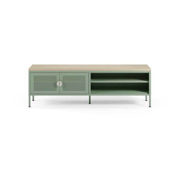 Comodă TV verde-mentă/în culoare naturală din metal 160x50x35 cm Sayla – Marckeric