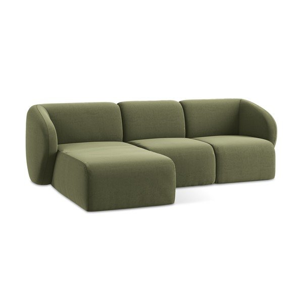 Colțar verde cu tapițerie din catifea (cu colț pe partea stângă/cu șezlong) Lani – Makamii-image-4