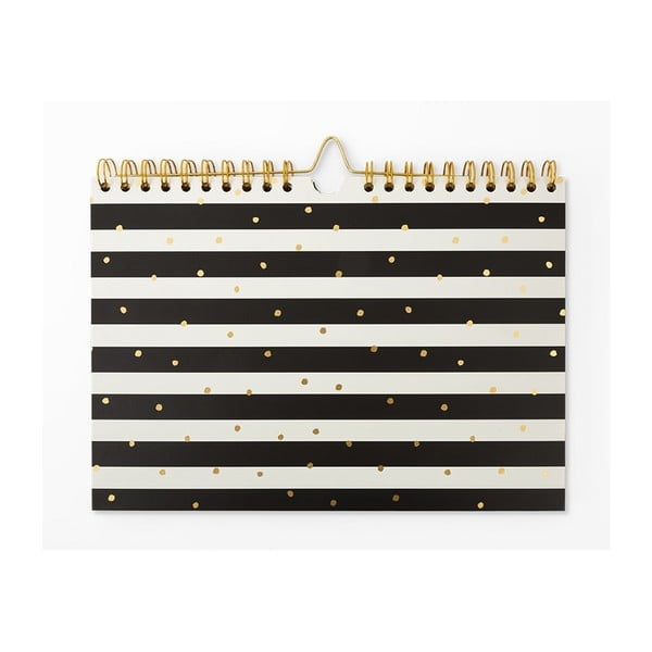 Planificator săptămânal GO Stationery Stripe, 30 x 21 cm, negru alb