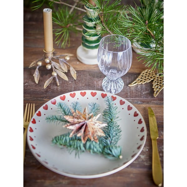 Farfurie albă din gresie ø 26,5 cm  cu model de Crăciun Jolly – Bloomingville-image-1