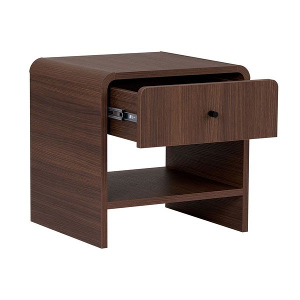 Noptieră în culoare naturală închisă cu aspect de lemn de nuc Parila – Nordure-image-3